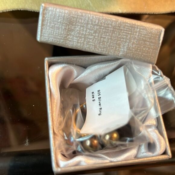 Peacock Pearl 3 Stone Ring 14kYG over 925 silver 9 - Picture 14 of 15